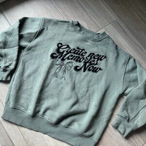 Zara Green "Create New Memories Now" Sweatshirt, Kids Size 9-10